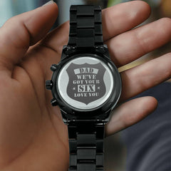 Engraved Watch We've Got Your Six (Charcoal Black) – Men's Watch